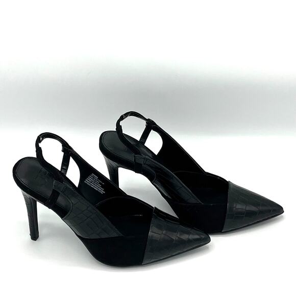 JUSTFAB Women's Gianna Stiletto Pump in Black Caviar Size 7.5 - Picture 2 of 7